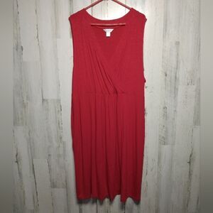 CJ Banks Size 3X Red Sleeveless Slub Knit Dress